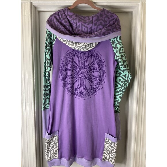 Sacred Geometrix Portal Dress Organic Cotton Bodycon Dress with Hood Size XL - Picture 5 of 14